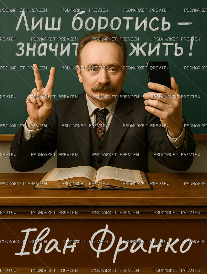 Ivan Franko Fight Means Live Vector Print — PSD template preview