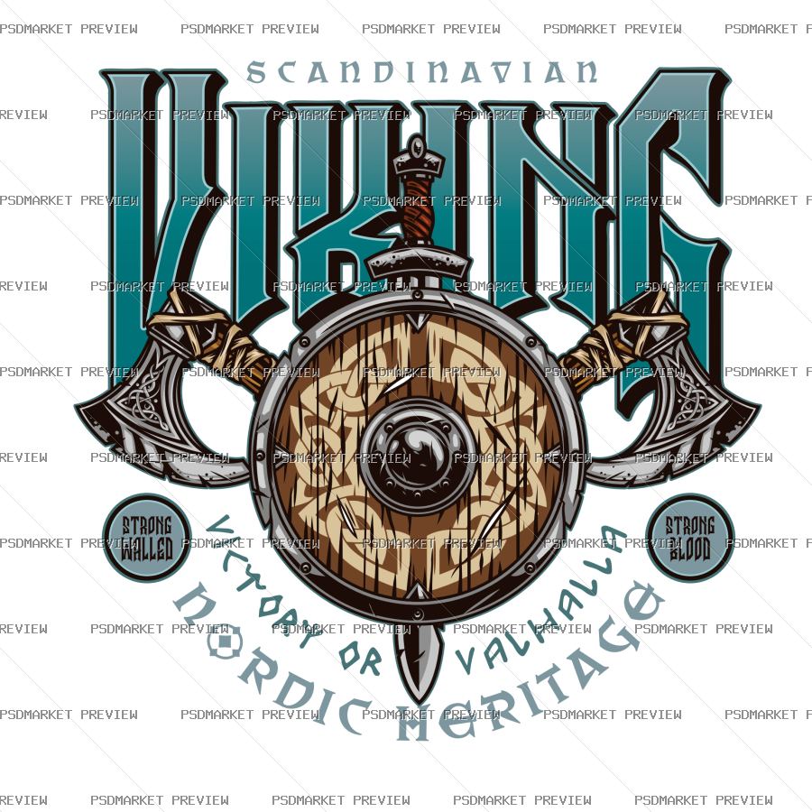 Viking Nordic Heritage Print – AI File — PSD template preview