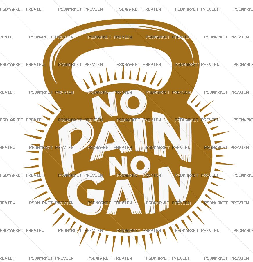 No Pain No Gain Kettlebell Vector Print — PSD template preview
