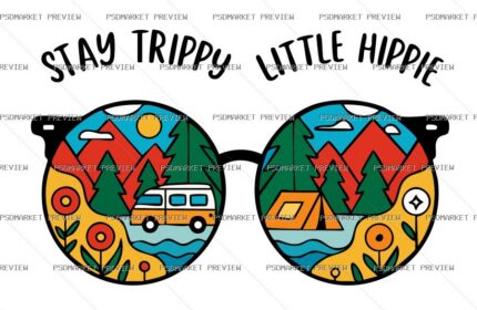 stay trippy little hippie Vector Print — PSD template preview