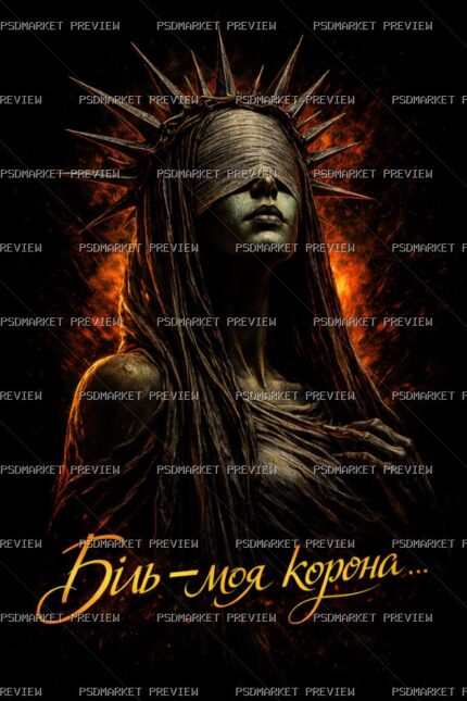 Ukrainian Pain Is My Crown Dark Print – PNG — PSD template preview