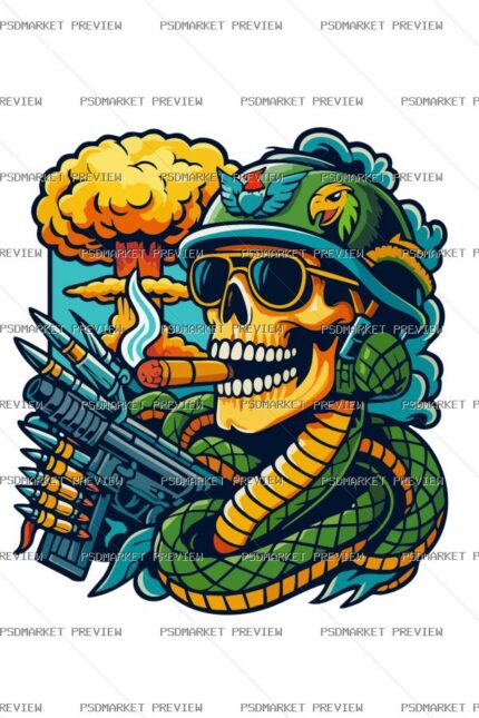 Tactical Skull Soldier Vector Print — print design preview