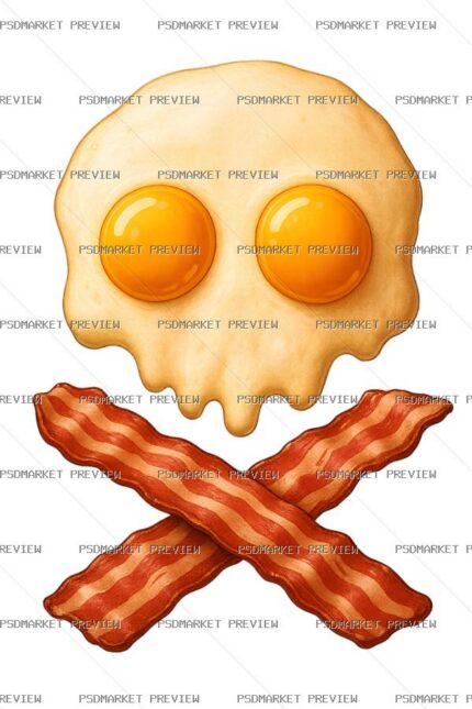 Breakfast Skull Eggs & Bacon Print – PNG — PSD template preview