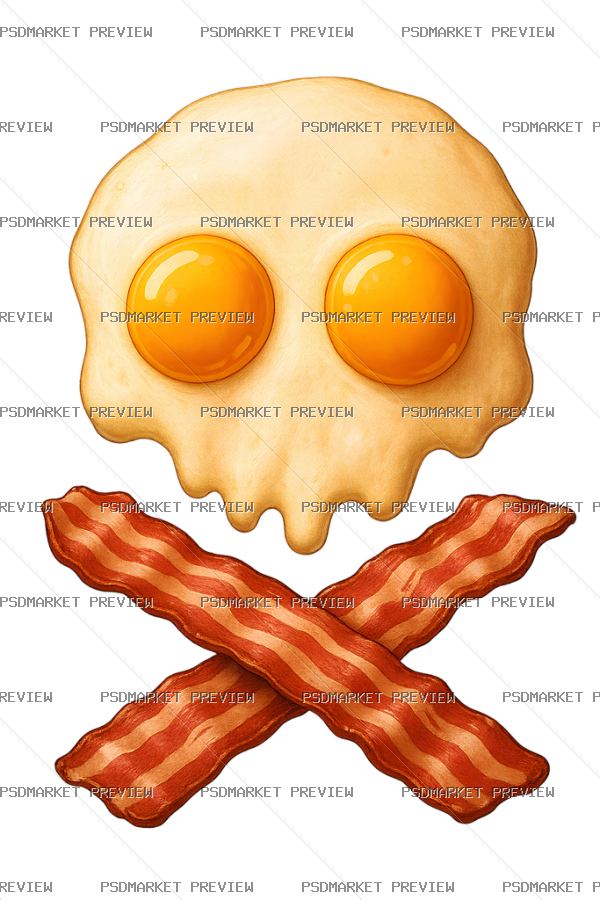 Breakfast Skull Eggs & Bacon Print – PNG — PSD template preview