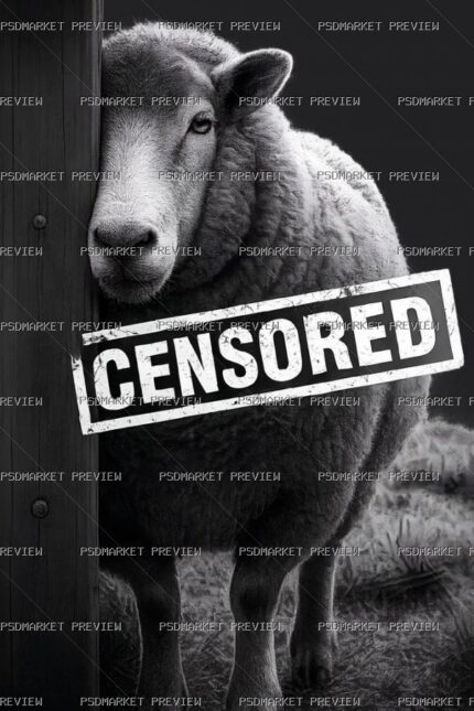 Censored Sheep Funny Print Design – JPG protected preview