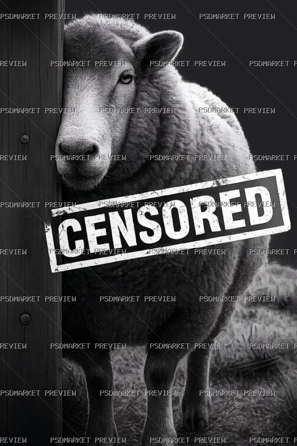 Censored Sheep Funny Print Design – JPG — PSD template preview