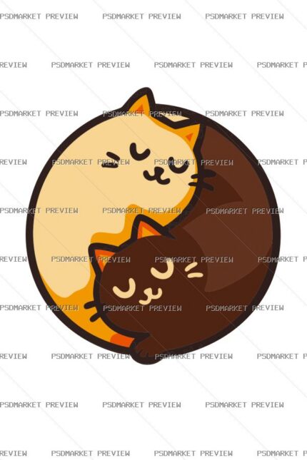 Yin Yang Cats Vector Print — PSD template preview