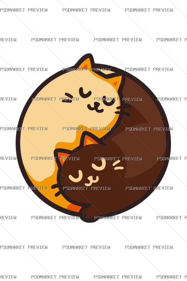 Yin Yang Cats Vector Print — PSD template preview