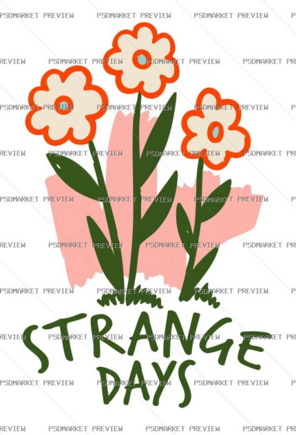 Strange Days Floral Vector Print — PSD template preview