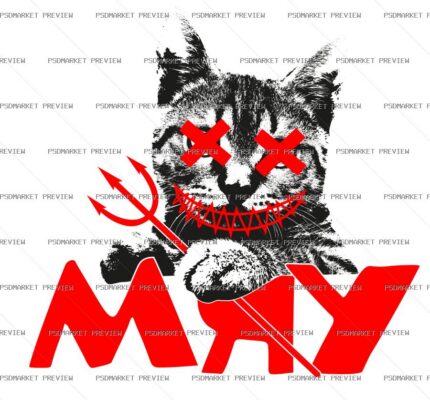 Rebel Cat Meow Vector Print protected preview