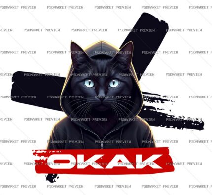 OKAK Cat Vector Print — PSD template preview