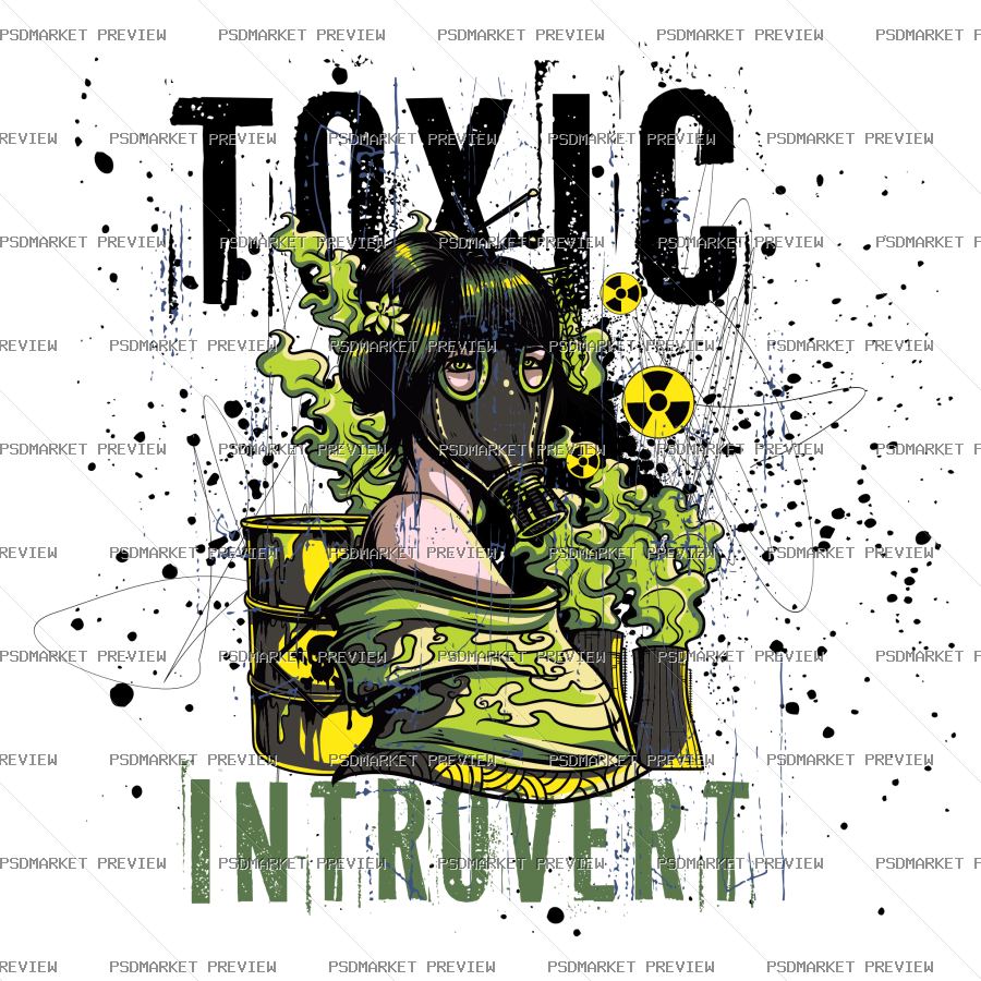 Toxic Introvert Vector Print — PSD template preview