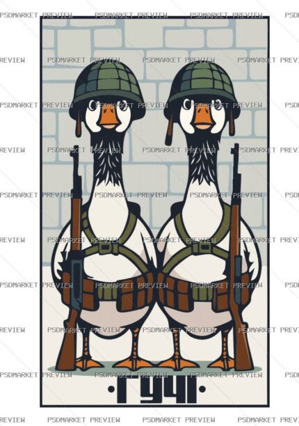 Battle Geese Print Design – AI File — PSD template preview