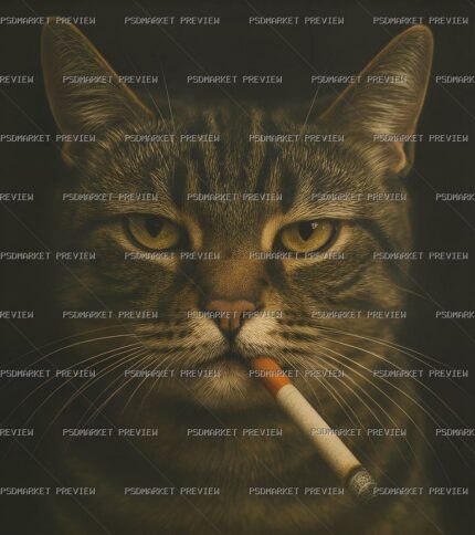 Smoking Cat Portrait Print — print design preview