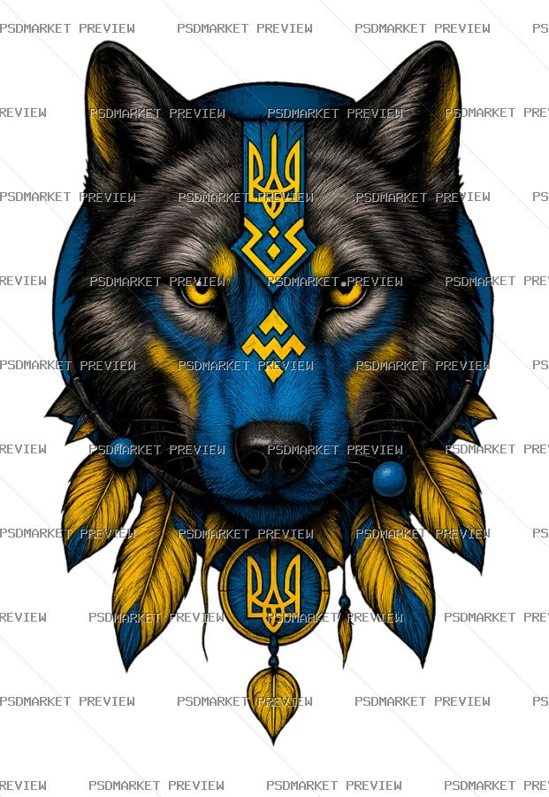 Ukrainian Wolf Print — PSD template preview