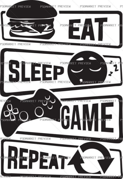 eat sleep play again Vector Print — PSD template preview