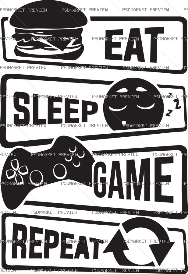 eat sleep play again Vector Print — PSD template preview