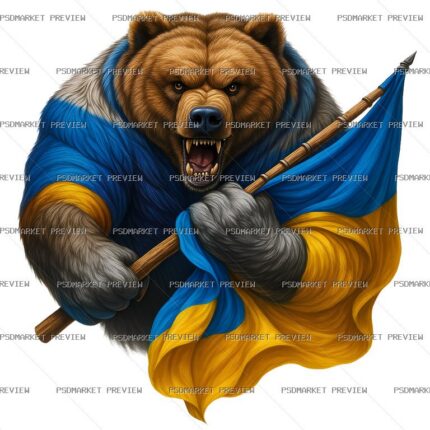 Ukraine Bear Warrior Print — PSD template preview