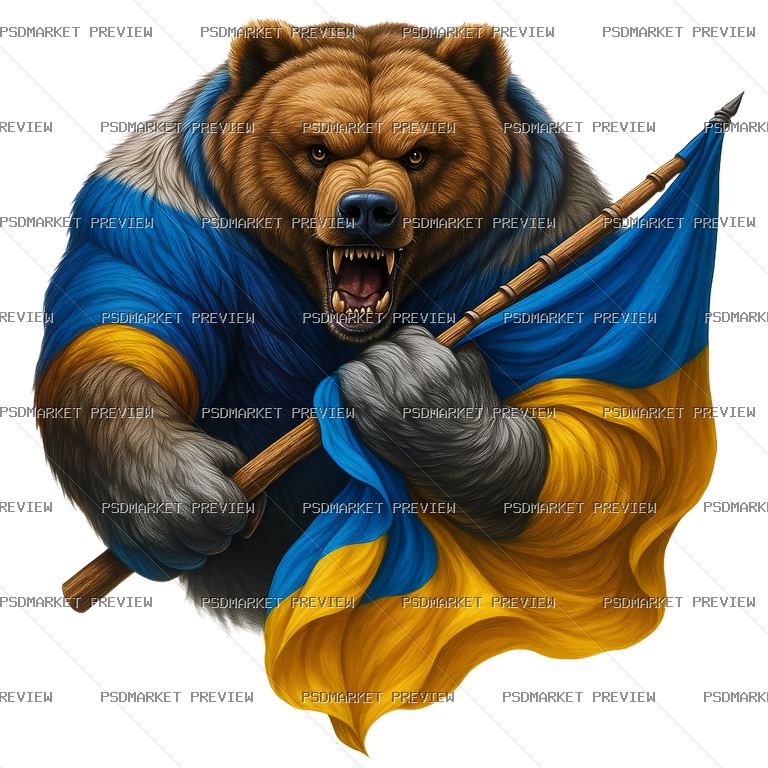 Ukraine Bear Warrior Print — PSD template preview