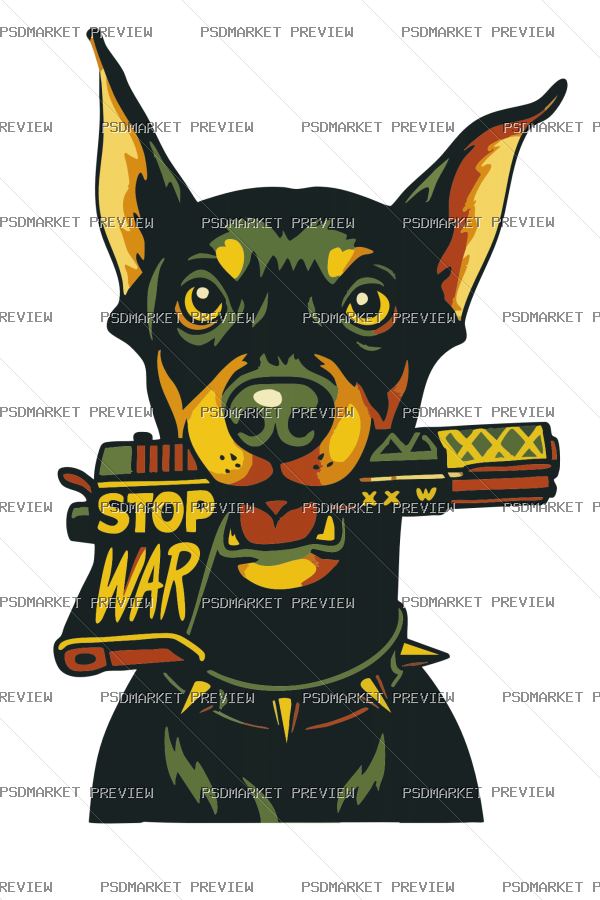 Stop War Dog Vector Print — PSD template preview