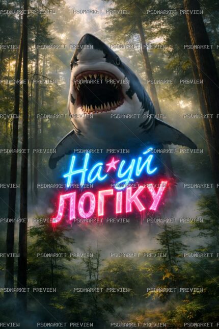 Fuck Logic Shark Print — PSD template preview