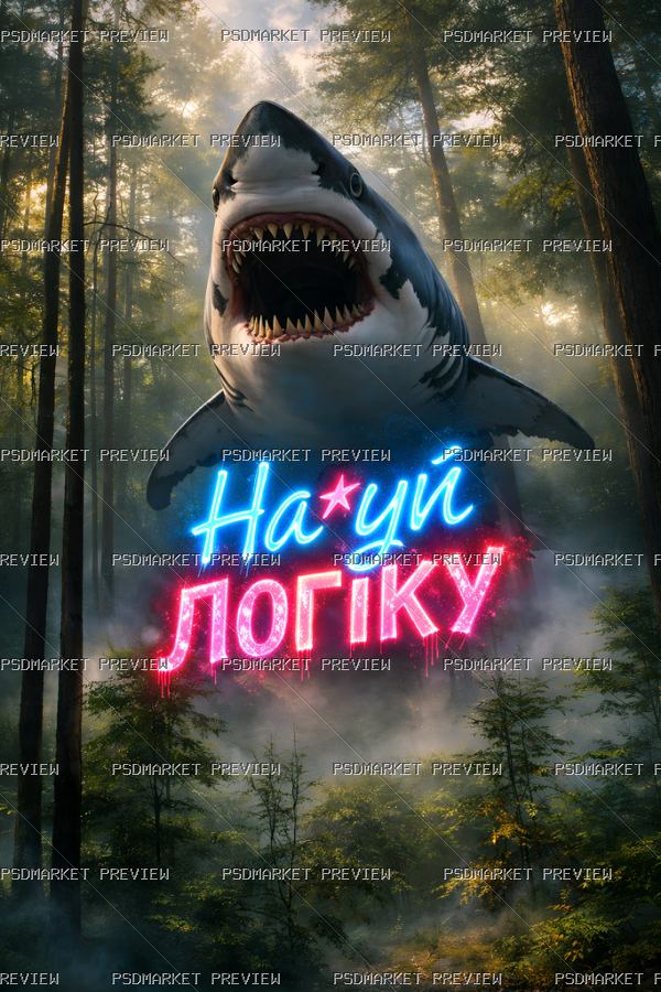Fuck Logic Shark Print — PSD template preview