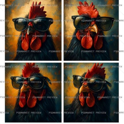Cool Rooster Sunglasses Print – PNG — PSD template preview
