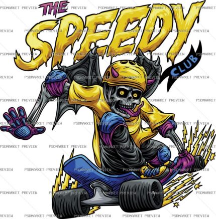Skeleton Skater Print Design – AI File protected preview