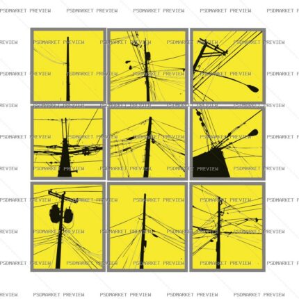 Yellow Graphic Panels Vector Print — PSD template preview
