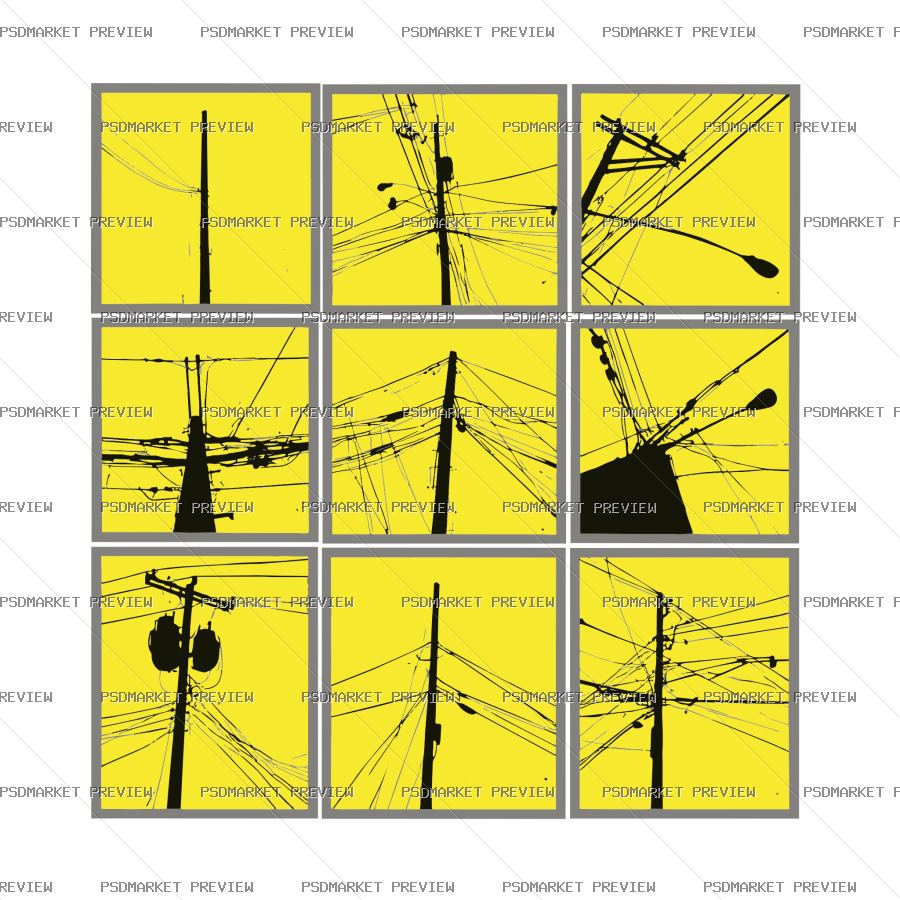 Yellow Graphic Panels Vector Print — PSD template preview