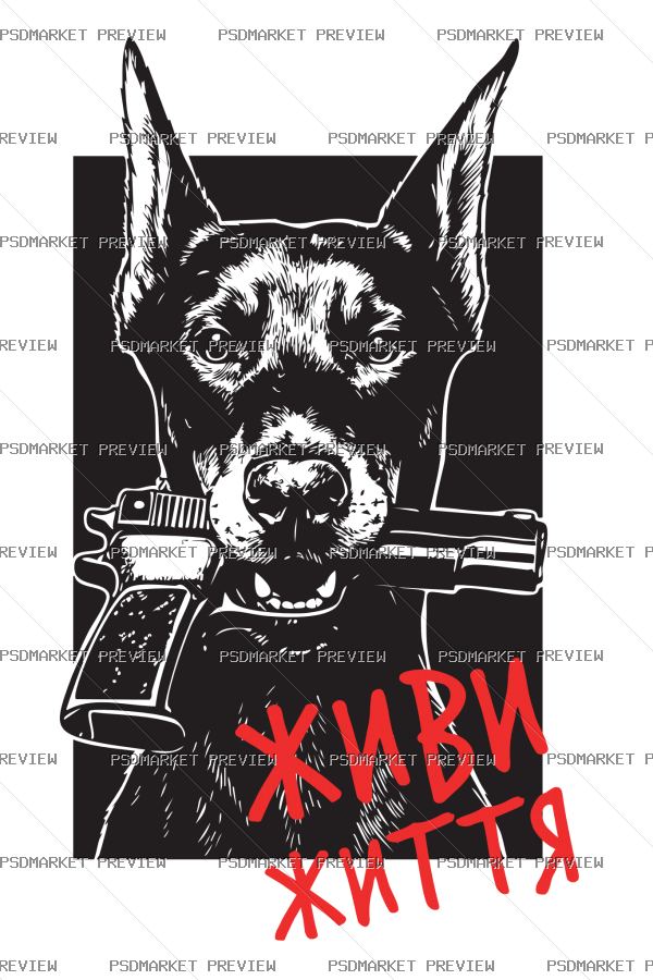 Doberman Live Life Vector Print — PSD template preview