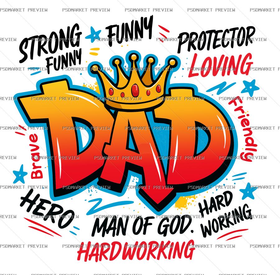 Superhero Dad Vector Print — PSD template preview