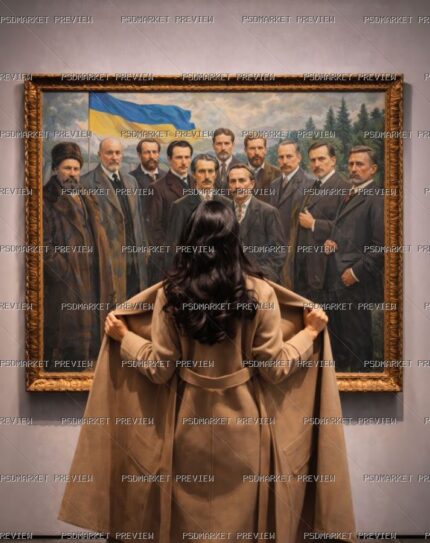 Woman in Art Gallery Surreal Print – JPG — PSD template preview