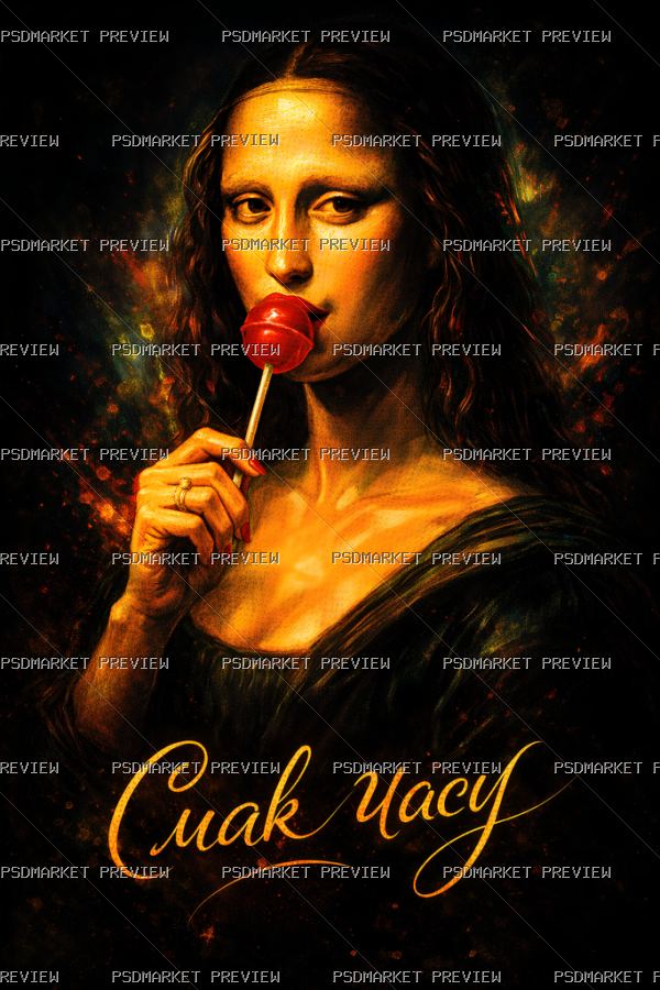 Taste of Time Mona Lisa Print — PSD template preview