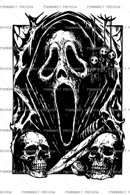 Scream Horror Vector Print — PSD template preview