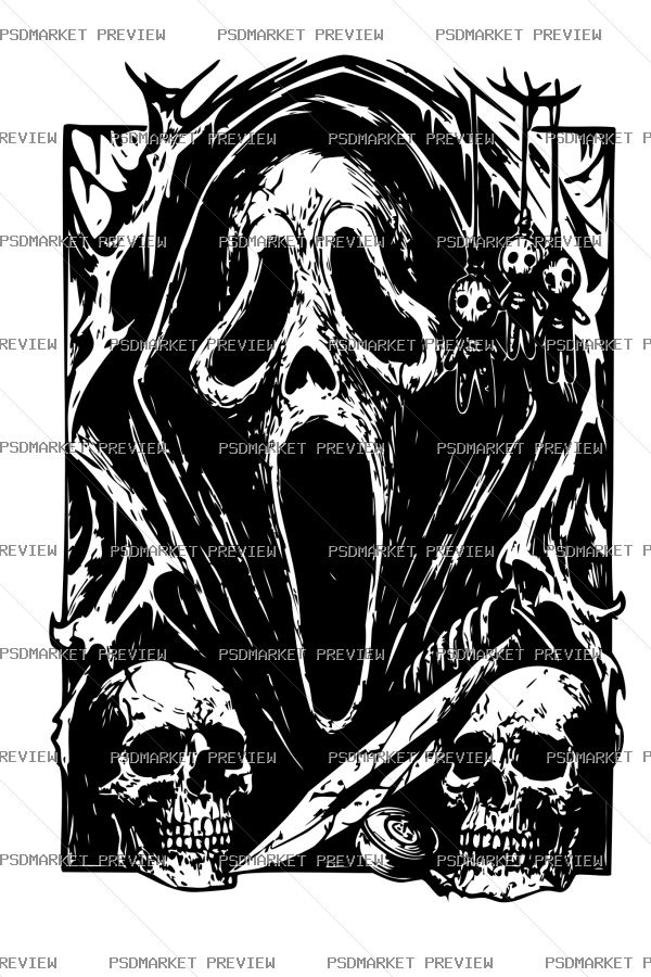 Scream Horror Vector Print — PSD template preview