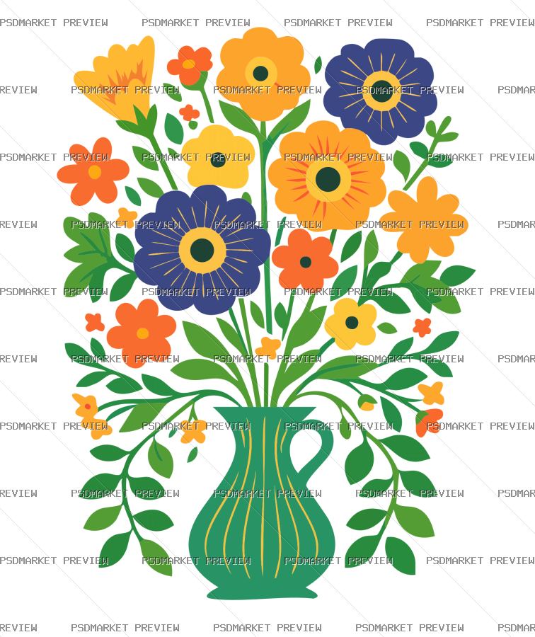 Ukraine Floral Bouquet Vector Print — PSD template preview