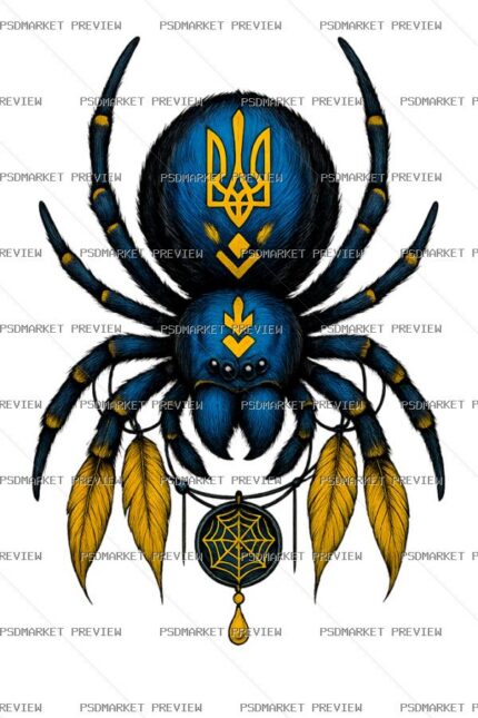 Ukrainian Trident Spider Print Design – PNG protected preview