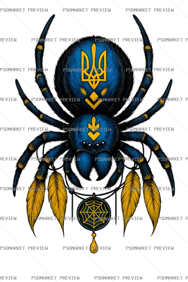 Ukrainian Trident Spider Print Design – PNG — PSD template preview