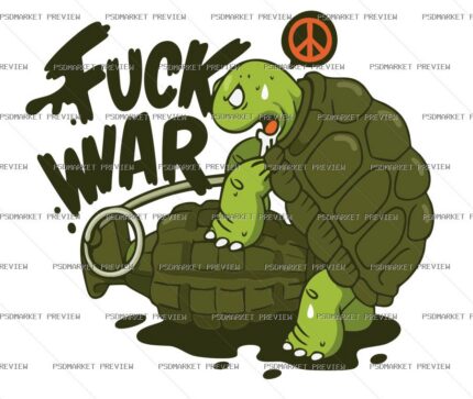 Fuck War Turtle Peace Print – AI File — PSD template preview
