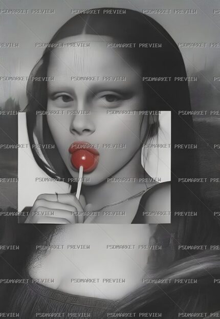 Mona Lisa Lollipop Art Print – PNG — PSD template preview