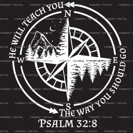 Psalm 32 Compass Vector Print — print design preview