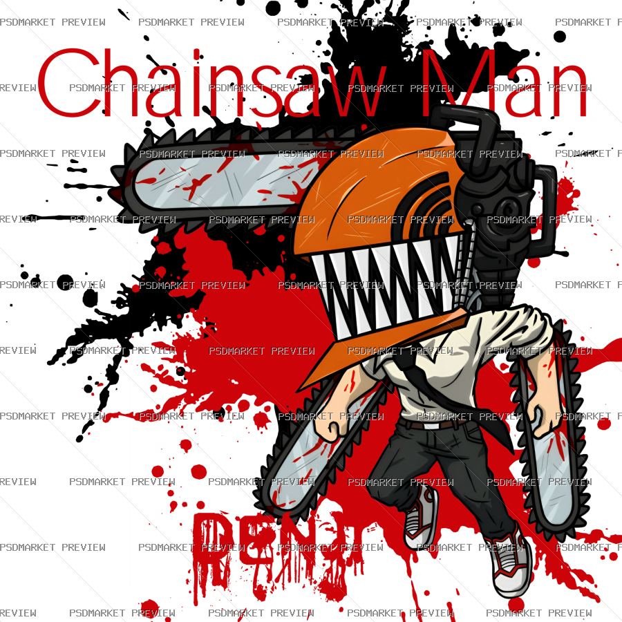 Chainsaw Man Vector Print — print design preview
