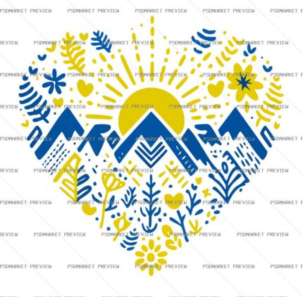 Carpathian Heart Vector Print — PSD template preview