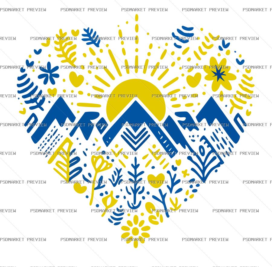 Carpathian Heart Vector Print — PSD template preview