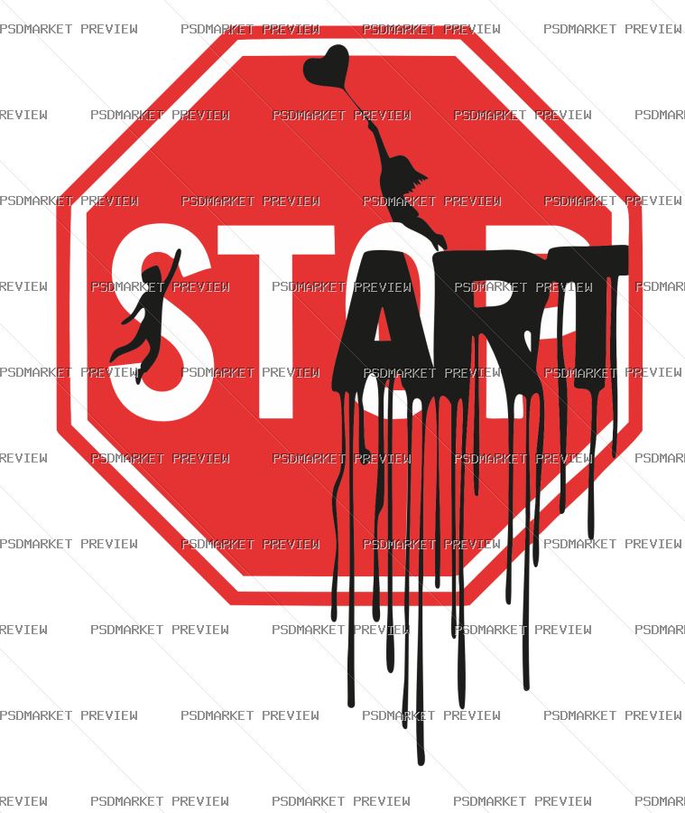Start Stop Sign Vector Print — PSD template preview