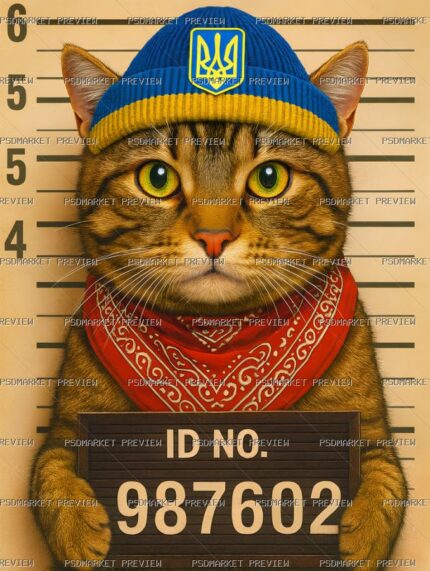 Ukrainian Cat Mugshot Print — print design preview