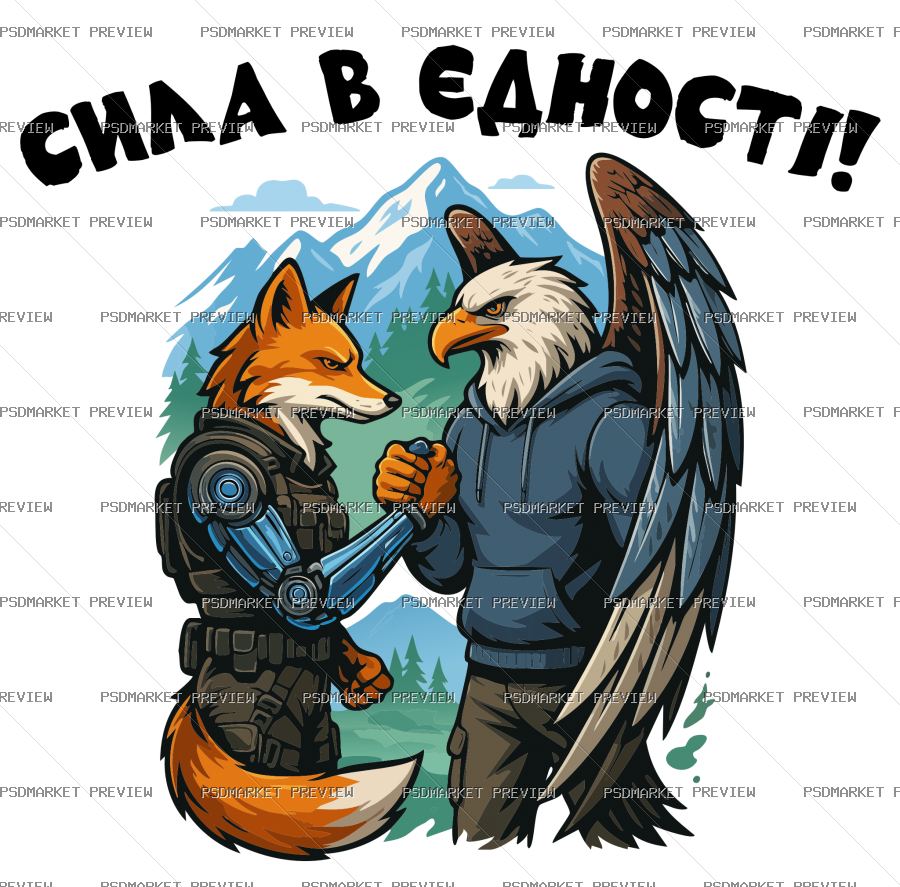 Ukrainian Strength in Unity Vector Print — PSD template preview