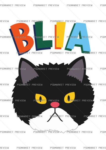 Angry Cat Vector Print — PSD template preview
