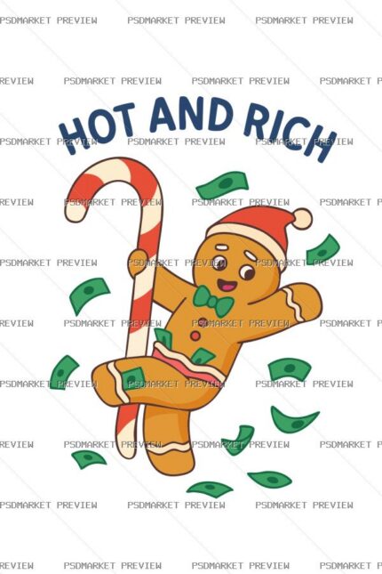 Hot and Rich Gingerbread Vector Print — PSD template preview
